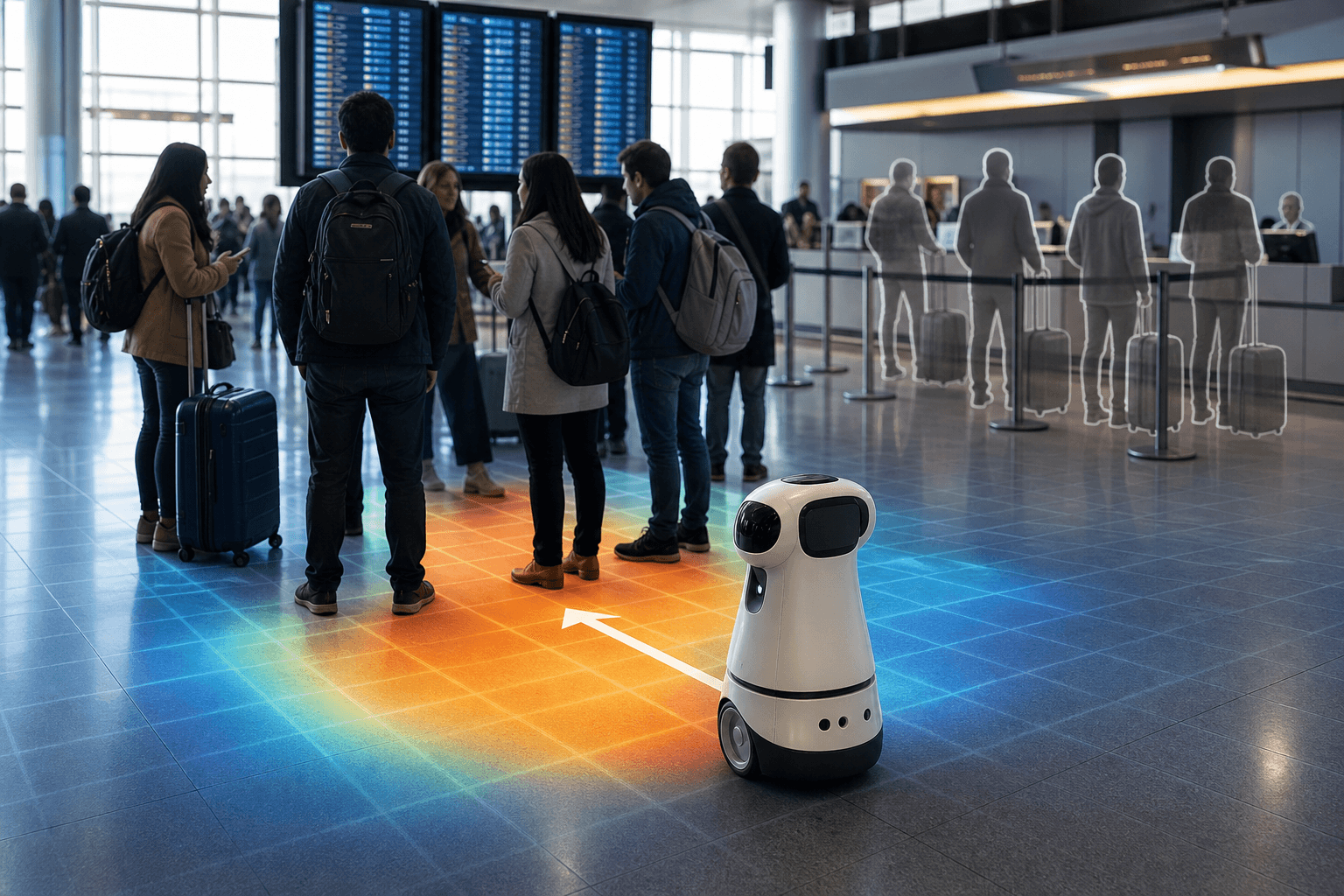 ロボットが言語指示で集団への合流位置を予測