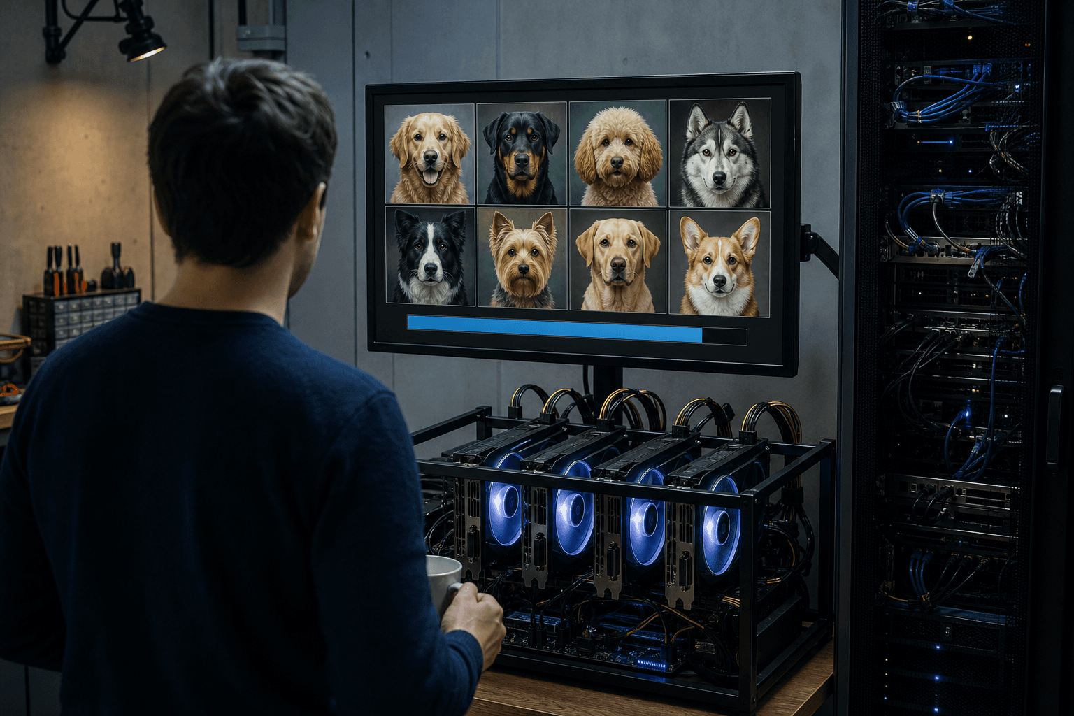 家庭用GPU4枚で画像生成AIを70分で自作